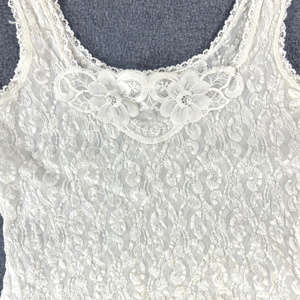 Vintage Emil Bole Lace Camisole Tank Top Romantic Coquette Bridal Layering L - Picture 2 of 8